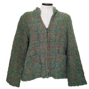 Barneys Woollen Mills Full Zip Cardigan 70% Wool Chunky Knit Size L Ireland-lp